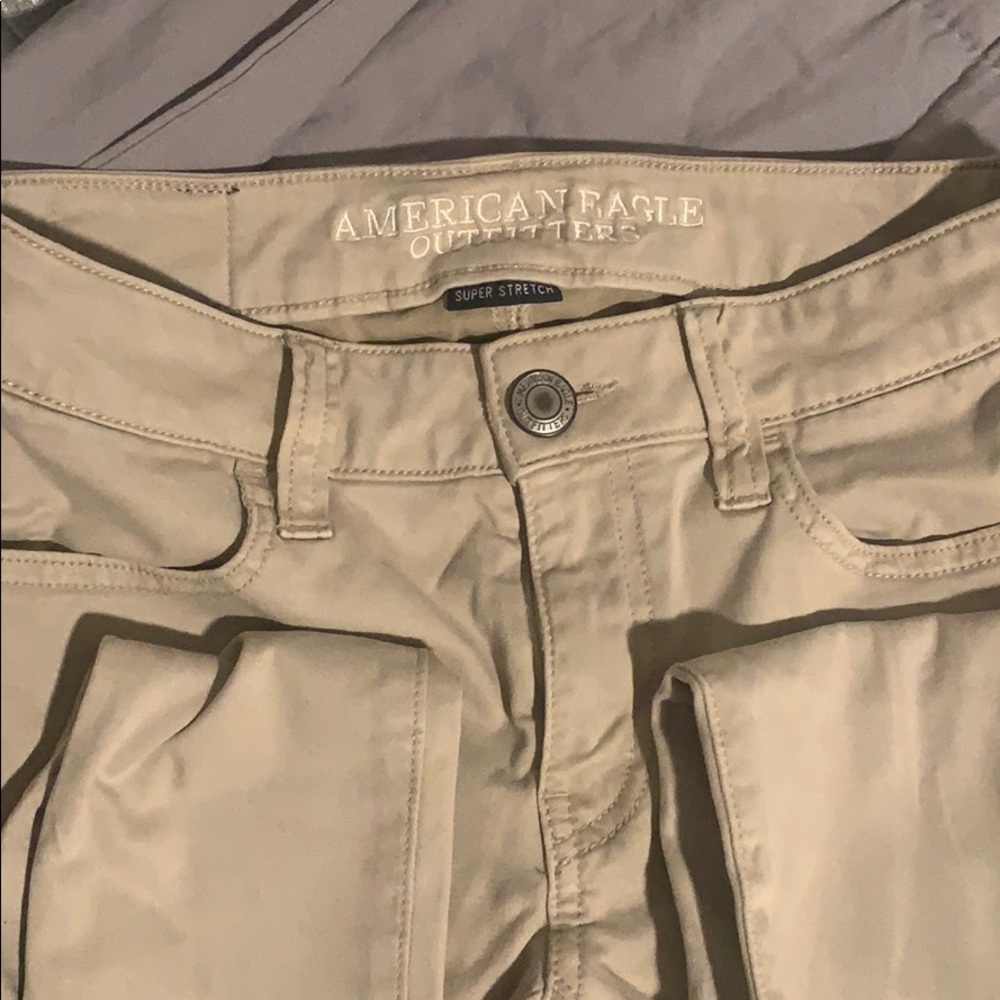 Khaki color stretch jeans: American Eagle